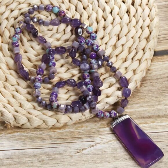 Kali Protection Jewelry Jewelry - NWT NEW AMETHYST LAYERING NECKLACE EXTRA LONG 30" PURPLE